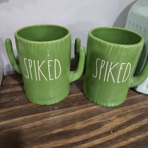 Rae Dunn Green Spiked Cactus Mugs